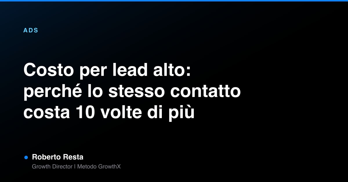 Costo per lead alto: perché lo stesso contatto costa 10 volte di più